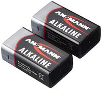 Ansmann alkaline batterij 9 volt e blok / 6lr61 2 pcs. krimp - thumbnail