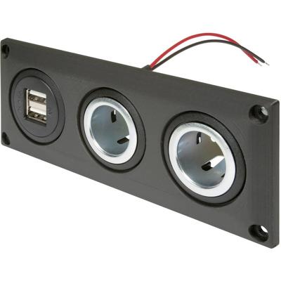 ProCar Einbausteckdose mit USB-A Doppelsteckdose + 2 Powersteckdosen Inbouwdoos met USB-A dubbele stekkerdoos + 2 powercontactdozen Stroombelasting (max.): 20