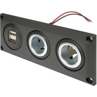 ProCar Einbausteckdose mit USB-A Doppelsteckdose + 2 Powersteckdosen Inbouwdoos met USB-A dubbele stekkerdoos + 2 powercontactdozen Stroombelasting (max.): 20 - thumbnail