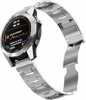 By Qubix - Titanium schakelband - Zilver - Compatible met Garmin Descent G2 - Compatible Garmin bandje - Bandbreedte: 22mm - thumbnail