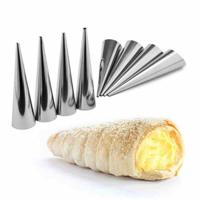 5 PC'S Cone Roll mallen RVS spiraal nozzle croissants gebak crème hoorn taart schimmel (grote 12x3x3cm) - thumbnail
