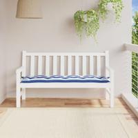VidaXL Tuinbankkussen 150x50x7cm stof gestreept wit en blauw - thumbnail