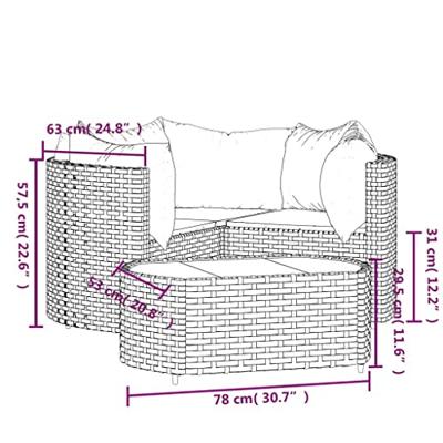 4-delige Loungeset met kussens poly rattan bruin