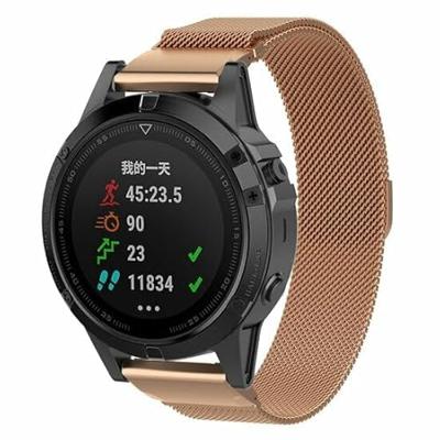 By Qubix - Milanese bandje - Rosé goud - Compatible met Garmin Fenix 8-47mm - Compatible Garmin bandje - Bandbreedte: 22mm