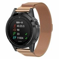 By Qubix - Milanese bandje - Rosé goud - Compatible met Garmin Fenix 8-47mm - Compatible Garmin bandje - Bandbreedte: 22mm - thumbnail