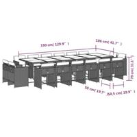 17-delige Tuinset met kussens poly rattan lichtgrijs - thumbnail