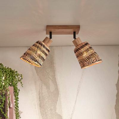 GOOD&MOJO Plafondlamp 'Java' 2-lamps, Bamboe, kleur Naturel/Zwart GOOD&MOJO Plafondlamp 'Java' 2-lamps, Bamboe, kleur Naturel/Zwart