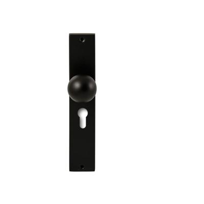 Hardbrass Knopkruk Sfera op rechthoekig langschild profielcilindergat 55mm - zwart