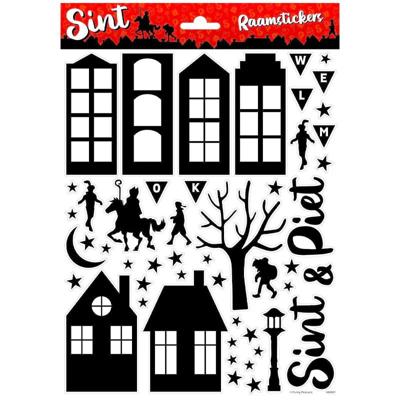 Sinterklaas Raamstickers A4 Zwart