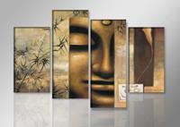 Schilderij - Boeddha, Bruin, 130X80cm, 4luik - thumbnail