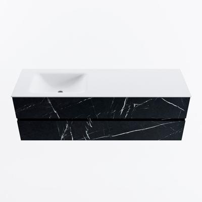 MONDIAZ VICA 150cm badmeubel onderkast Marquina 2 lades. Wastafel CLOUD links 1 kraangat, kleur Talc.