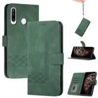 Voor Huawei P Smart 2019 Cubic Skin Feel Flip Leather Telefoon Case (Dark Green) - thumbnail
