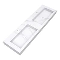 Brauer Coral Wastafel - 160 cm - met 2 Spoelbakken en 2 Kraangaten - Marmerlook Calacatta Gold - thumbnail