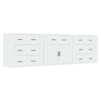 Dressoirs 3 st bewerkt hout wit - thumbnail