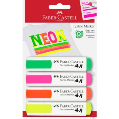 Faber Castell Textielmarker Neon - set 4 stuks