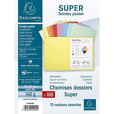 Exacompta dossiermap Super 180, voor ft A4, pak van 100 stuks, 10 geassorteerde kleuren