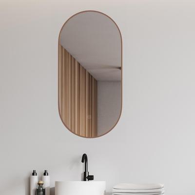 Spiegel Wiesbaden Nomi Ovaal Met LED en Spiegelverwarming 50x100 cm Geborsteld Brons Koper