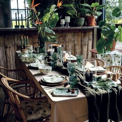 Ambiente Schaal Jungle leaves white