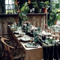 Ambiente Schaal Jungle leaves white - thumbnail