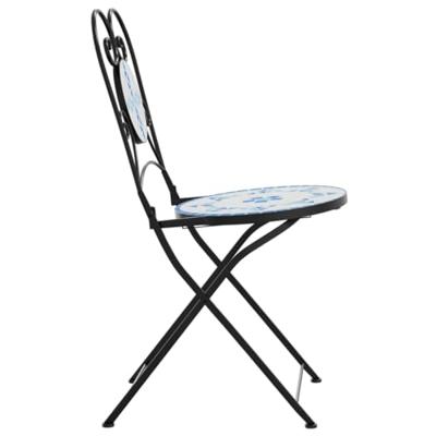 Bistrostoelen 2 st inklapbaar keramiek blauw en wit - thumbnail