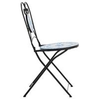 Bistrostoelen 2 st inklapbaar keramiek blauw en wit - thumbnail