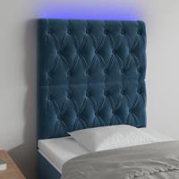 Hoofdbord LED 80x7x118/128 cm fluweel donkerblauw - thumbnail