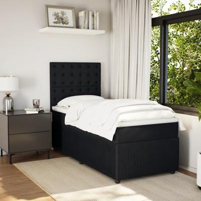 Boxspring met matras fluweel zwart 180x200 cm