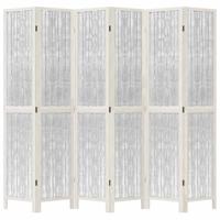 Kamerscherm met 6 panelen massief paulowniahout wit - thumbnail