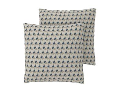 LIVARNO Set van 2 kussenslopen 50 x 60 cm (Beige/donkerblauw) LIVARNO Set van 2 kussenslopen 50 x 60 cm (Beige/donkerblauw)