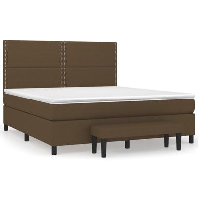 Boxspring met matras stof donkerbruin 200x200 cm