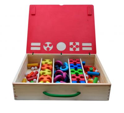 Wizzwizz Constructiespeelgoed Koffer Hout 54-delig Wizzwizz Constructiespeelgoed Koffer Hout 54-delig