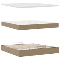 Ottoman bed met matrassen 200x200cm kunstleer cappuccinokleurig - thumbnail