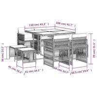 9-delige Tuinset met kussens poly rattan bruin - thumbnail
