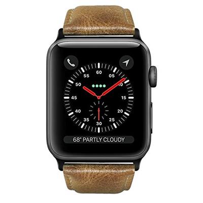 Luxe Echt Lederen bandje - Lichtbruin - Geschikt voor Apple Watch 38mm / 40mm / 41mm / 42mm Luxe Echt Lederen bandje - Lichtbruin - Geschikt voor Apple Watch 38mm / 40mm / 41mm / 42mm
