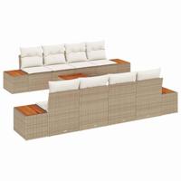 9-delige Tuinbankenset met kussens poly rattan acacia beige - thumbnail