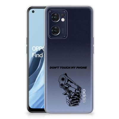 OPPO Reno 7 5G | Find X5 Lite Silicone-hoesje Gun Don't Touch My Phone OPPO Reno 7 5G | Find X5 Lite Silicone-hoesje Gun Don't Touch My Phone