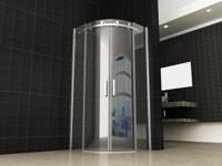 Wiesbaden 1/4 r. cabine 2 schuifdeuren 900x900x2000 chr.8mm NANO - thumbnail