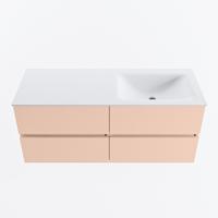 MONDIAZ VICA 120cm badmeubel onderkast Rosee 4 lades. Wastafel CLOUD rechts zonder kraangat, kleur Talc. - thumbnail