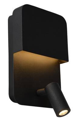 Lucide BOXER - Bedlamp / Wandlamp - LED - 3000K - Met USB oplaadpunt - Zwart Lucide BOXER - Bedlamp / Wandlamp - LED - 3000K - Met USB oplaadpunt - Zwart