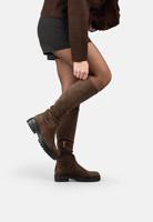 Poelman stretchlaarzen donkerbruin Imitatiesuède Dames - thumbnail