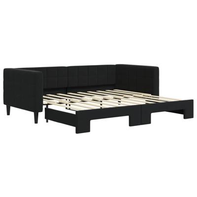 Slaapbank met onderschuifbed 90x190 cm fluweel zwart