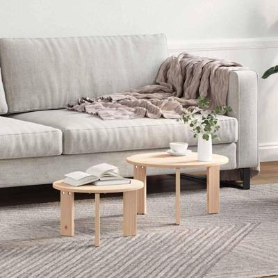 Koffietafel Set 2 pcs Naturel 47.5 x 47.5 x 27 cm Koffietafel Set 2 pcs Naturel 47.5 x 47.5 x 27 cm