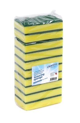 Schuurspons cleaninq 140x90x28mm geel/groen | 36 stuks