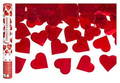Confetti kanon 40 cm rode hartjes