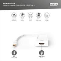 Digitus AK-340416-002-W Mini-displayport / HDMI Adapter [1x Mini-DisplayPort stekker - 1x HDMI-bus] Wit 4K UHD, Afgeschermd (dubbel) 20.00 cm - thumbnail