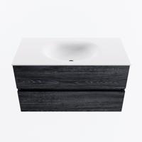 MONDIAZ VICA 90cm badmeubel onderkast Antracite 2 lades. Wastafel MOON midden zonder kraangat, kleur Talc. - thumbnail