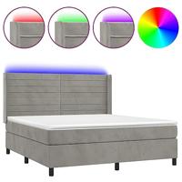 Boxspring met matras en LED fluweel lichtgrijs 180x200 cm - thumbnail