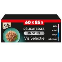 Sheba Delicatesses Vis Selectie in gelei natvoer kat (maaltijdzakjes, maxipack) 60 x 85 g - thumbnail