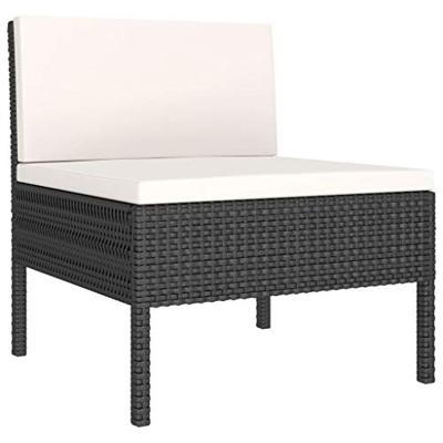 3-delige Loungeset met kussens poly rattan zwart 3-delige Loungeset met kussens poly rattan zwart