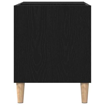 Platenkast met plank Zwart eiken 84.5 x 38 x 48 cm Bewerkt hout